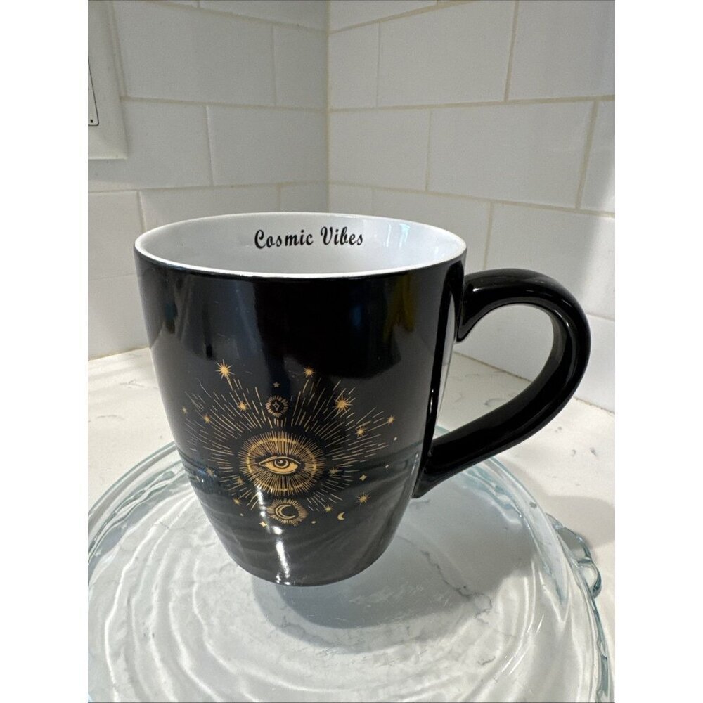 Eye to the Sky Coffee Mug Cosmic Vibes Black Gold foil 20oz Coffee Mug